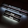 Illuminated LED Door Sill Tread Plates Jeep Gladiator JT 2019+ With Jeep Gladiator Logo Jeep Led Door Sills opdesign WHITE FRONT+REAR STAINLESS STEEL