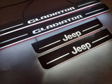 Jeep Gladiator JT 2019+ entry guards in stainless steel with Jeep Gladiator logo