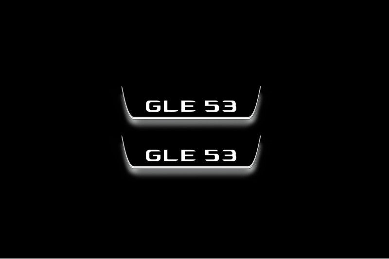 LED door sill plates for Mercedes GLE II W167 2019+ stainless steel with GLE 53 logo