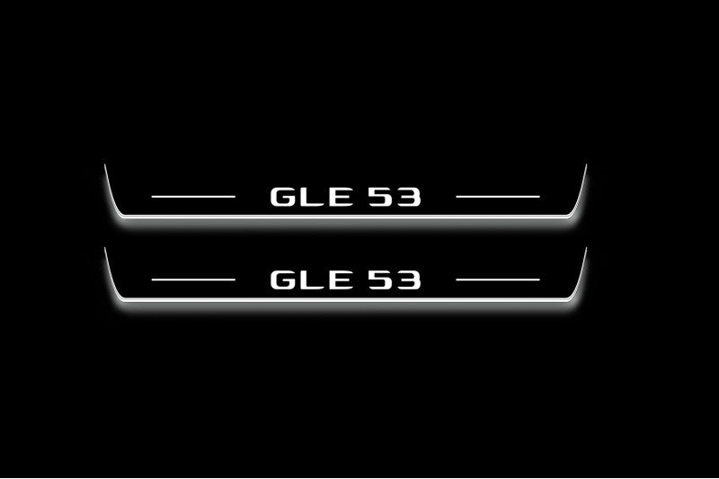 LED door sill plates for Mercedes GLE II W167 2019+ stainless steel with GLE 53 logo