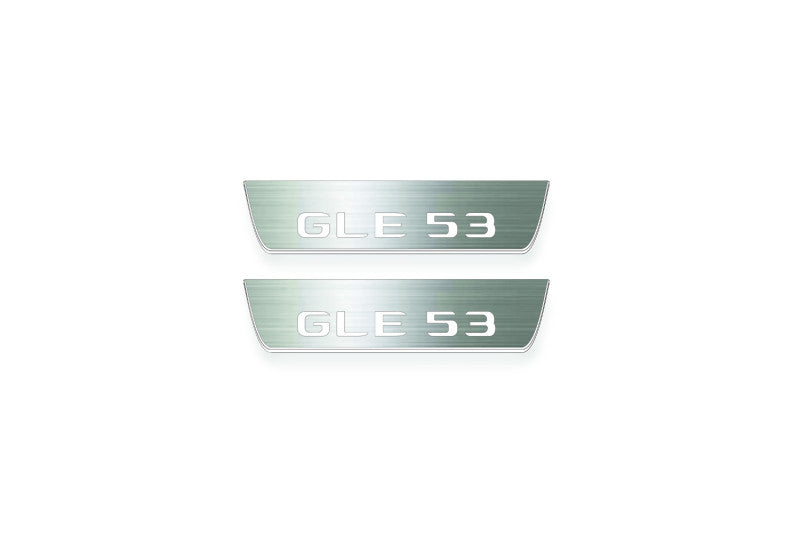 LED door sill plates for Mercedes GLE II W167 2019+ stainless steel with GLE 53 logo