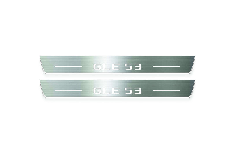LED door sill plates for Mercedes GLE II W167 2019+ stainless steel with GLE 53 logo