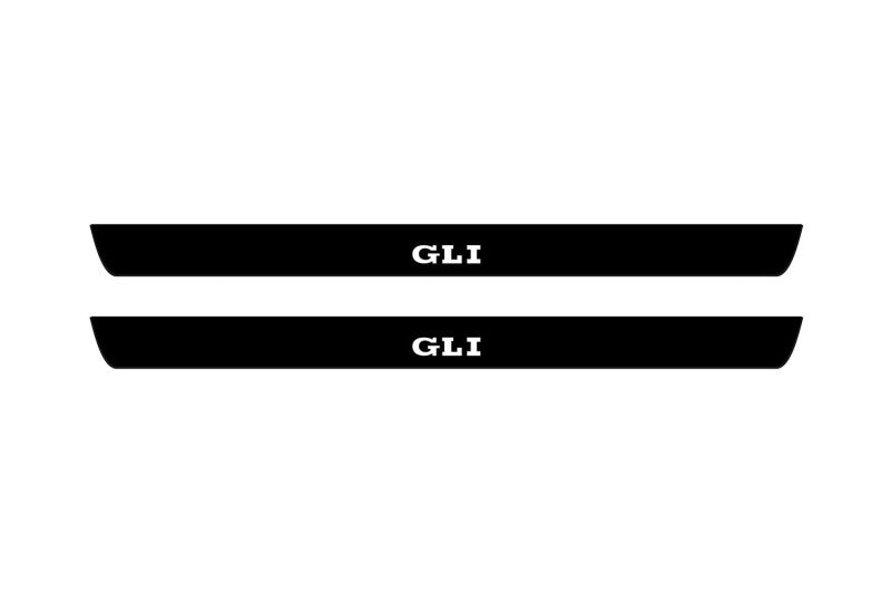 Volkswagen Jetta VII 2019+ illuminated door sill protectors matte black coated stainless steel with GLI logo
