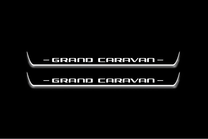 Dodge Grand Caravan 2007+ LED door sill plates with Grand Caravan logo