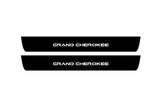 matte black coated stainless steel illuminated door sill protectors with Jeep Grand Cherokee IV WK2 2010+ with Cherokee