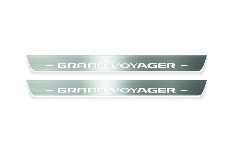 LED door sill plates for Chrysler Grand Voyager V 2008+ with Grand Voyager logo