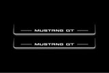 Ford Mustang VII S650 2023+ stainless steel LED door sill plates with Mustang GT logo