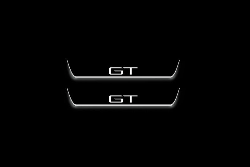 Ford Mach-E 2020+ entry guards in stainless steel with GT logo
