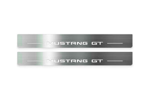 Ford Mustang VII 2023+ LED Door Sills Illuminated Scuff Mustang GT Logo Stainless Steel Entry Guards