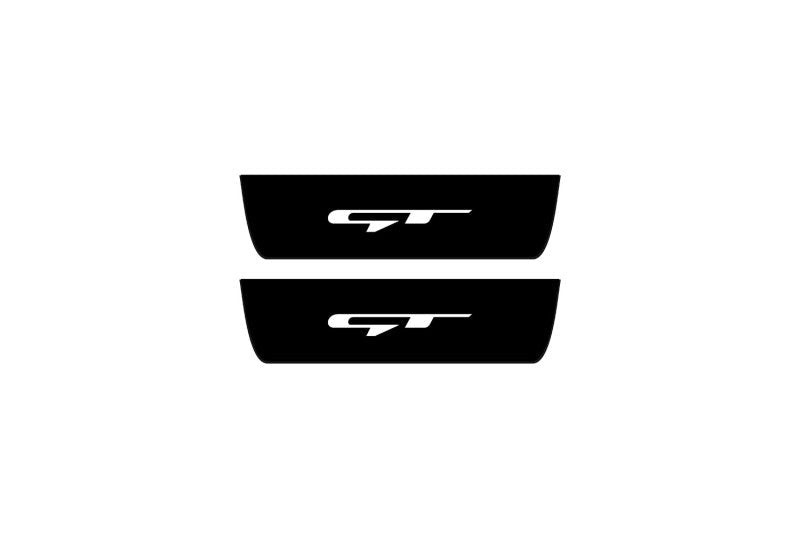stainless steel illuminated door sill protectors with KIA Ceed II 2012+ with GT logo