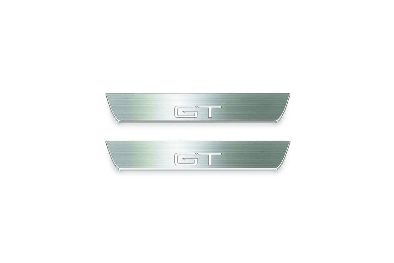 stainless steel LED door sill plates for Ford Mach-E 2020+ with GT logo