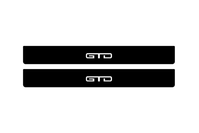 matte black coated stainless steel door sill plates for Ford Mustang VII S650 2023+ with GTD logo