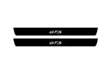 illuminated door sill protectors for Porsche Macan I 2014+ matte black coated stainless steel with GTS logo