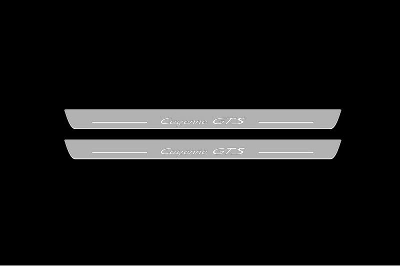 Illuminated LED Door Sill Tread Plates Porsche Cayenne Coupe 2020-2024 With Cayenne GTS Logo Porsche Led Door Sills decoinfabric