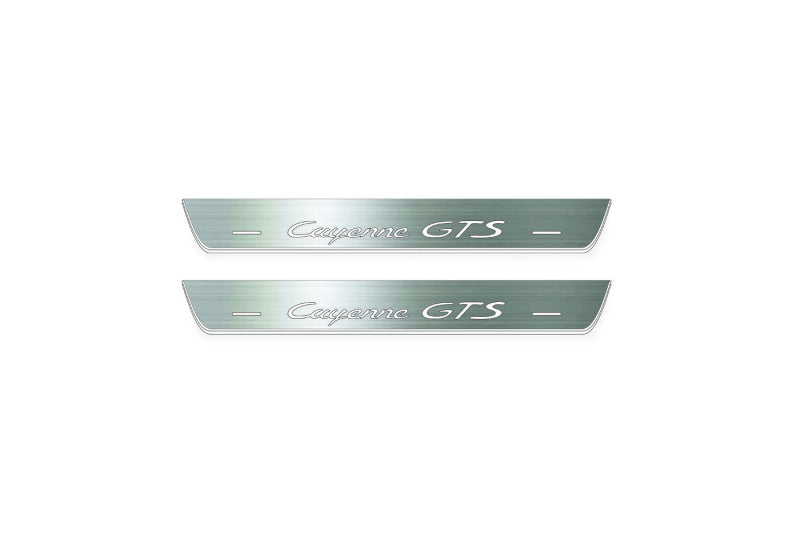 Porsche Cayenne Coupe E3 Stainless LED Door Sills – Cayenne GTS Logo