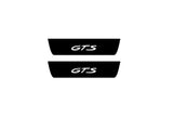 Porsche Macan I 2014+ illuminated entry guards in matte black coated stainless steel with GTS logo