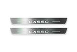 Lexus GX III 2024+ LED door sill plates stainless steel with GX550 logo
