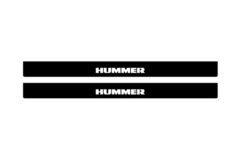 Hummer H2 2002+ illuminated door sill protectors stainless steel with Hummer logo