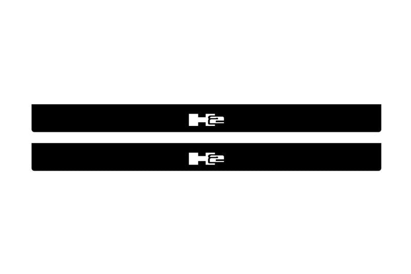 illuminated door sill protectors Hummer H2 2002+ in stainless steel with H2 logo
