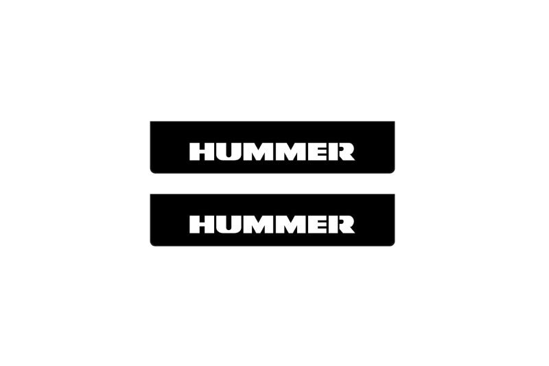 Hummer H2 2002+ illuminated door sill protectors in stainless steel with Hummer logo