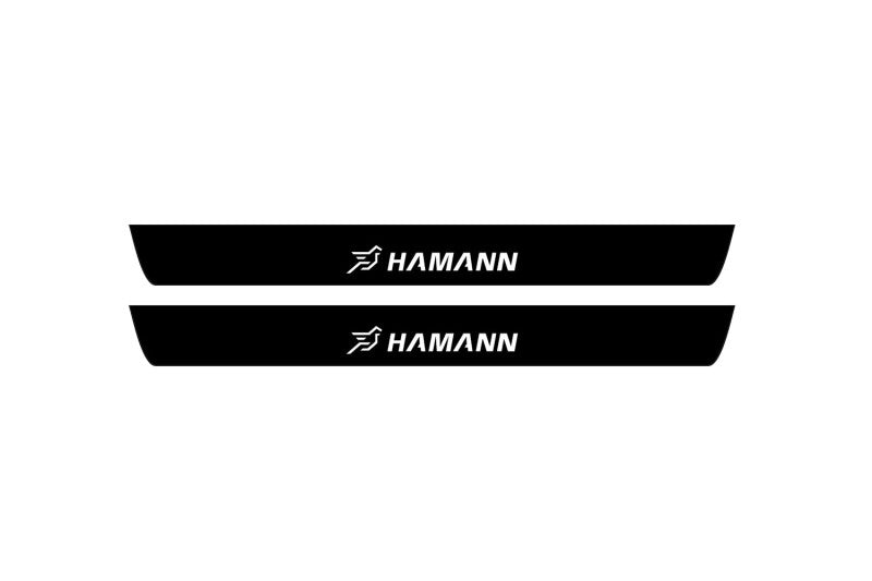 BMW X5 G05 2019+ entry guards in stainless steel with Hamann logo