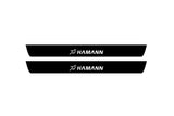 BMW X6 G06 2019+ entry guards in matte black coated stainless steel with Hamann logo