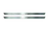 Dodge Challenger 2008+ stainless steel LED door sill plates with HELLCAT logo