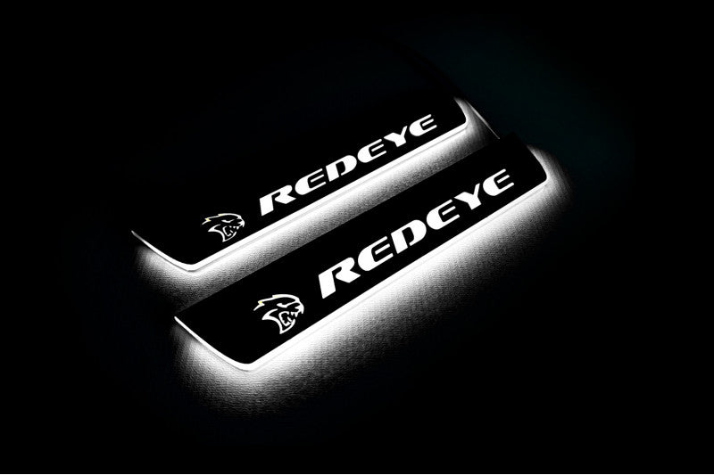 LED door sill plates Dodge Charger LD 2011+ stainless steel with SRT REDEYE logo