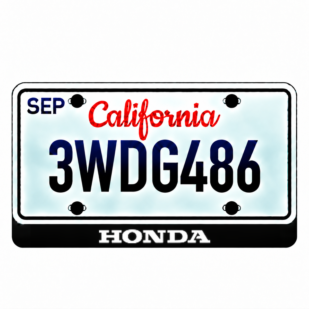Honda HONDA Classic illuminated LED license plate badge with the shown artwork below an illustrative US plate; plate not included