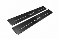 Honda HR-V HR-V Matte PRO LED door sills, FRONT two-piece catalogue illustration, matte black with white illumination