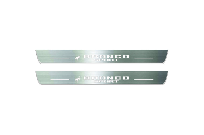Ford Bronco Sport 2021+ stainless steel illuminated entry guards with Horse logo