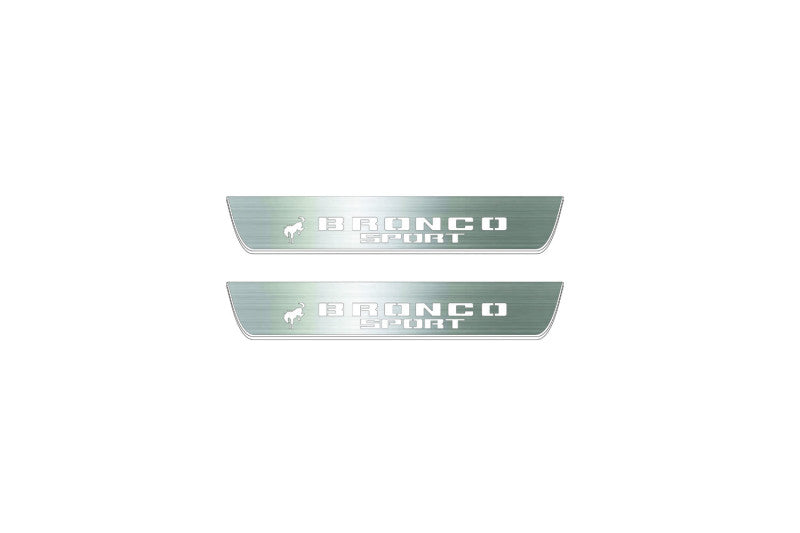 LED door sill plates for Ford Bronco Sport 2021+ stainless steel with Horse logo
