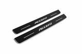 Hyundai Accent Accent Matte PRO LED door sills, FRONT two-piece catalogue illustration, matte black with white illumination