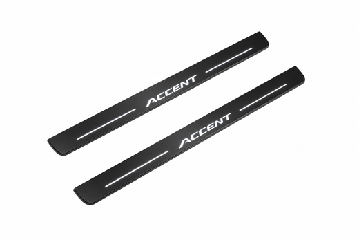 Hyundai Accent 2011–2017 — Matte PRO LED Door Sills — Accent Logo