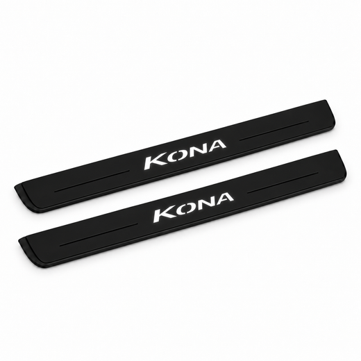 Hyundai Kona OS 2017–2023 — Matte PRO LED Door Sills — Kona Logo