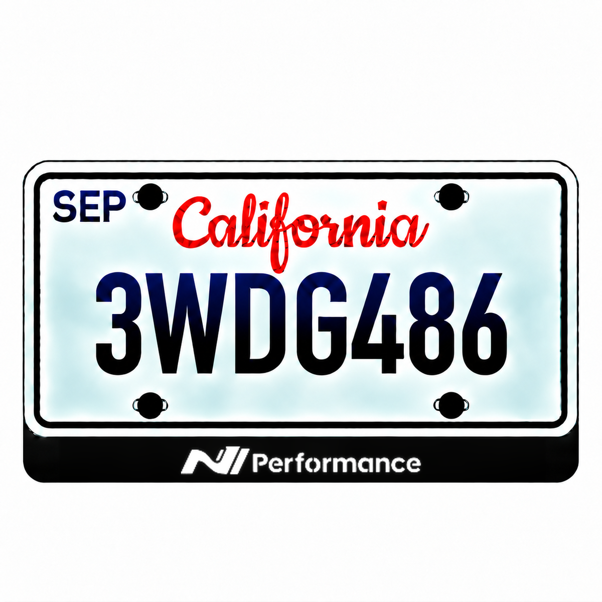 Hyundai N /Performance illuminated LED license plate badge with the shown artwork below an illustrative US plate; plate not included