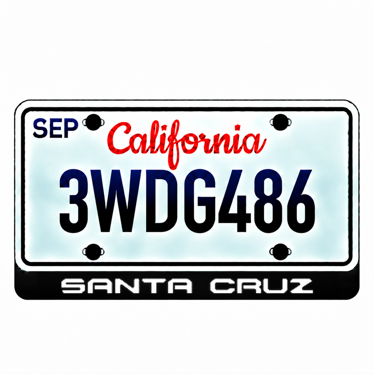 Hyundai SANTA CRUZ illuminated LED license plate badge with the shown artwork below an illustrative US plate; plate not included