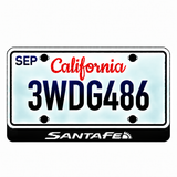 Hyundai SantaFe Sun illuminated LED license plate badge with the shown artwork below an illustrative US plate; plate not included