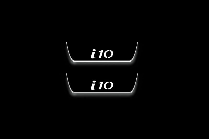 LED door sill plates Hyundai i10 II 2013+ in stainless steel with i10 logo