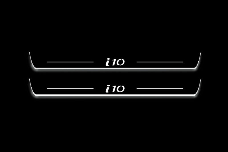 stainless steel LED door sill plates for Hyundai i10 II 2013+ with i10 logo