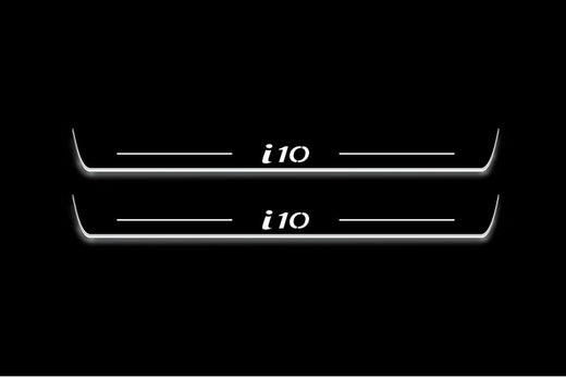 Hyundai i10 IA 2013–2019 — Stainless Steel LED Door Sills — i10 Logo