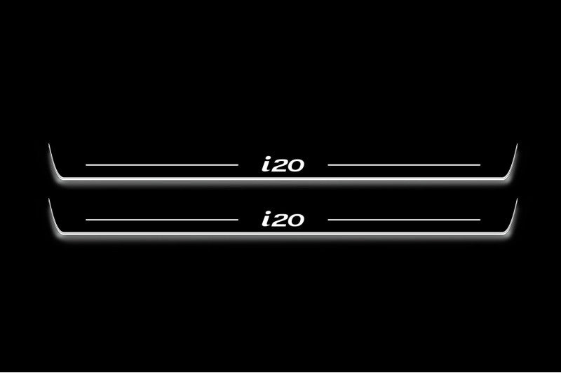 LED door sill plates stainless steel Hyundai i20 II 2014+ with i20 logo