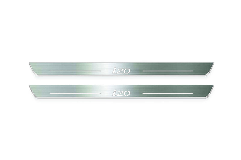 stainless steel LED door sill plates with Hyundai i20 I 2009+ with i20 logo