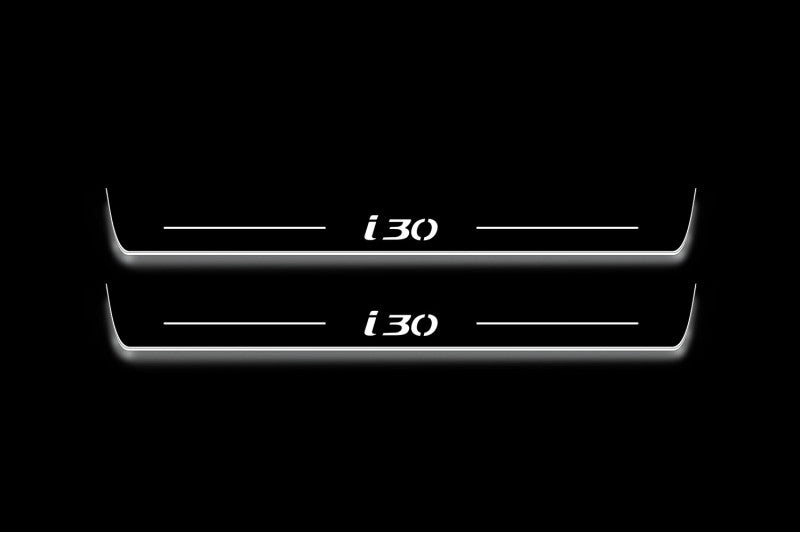 LED door sill plates Hyundai i30 II 2012+ stainless steel with i30 logo