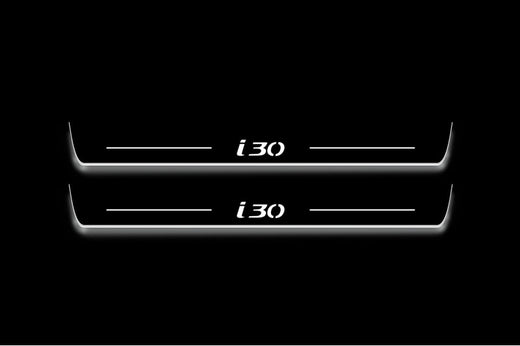 Hyundai i30 Wagon GD 2012–2017 — Stainless Steel LED Door Sills — i30 Logo