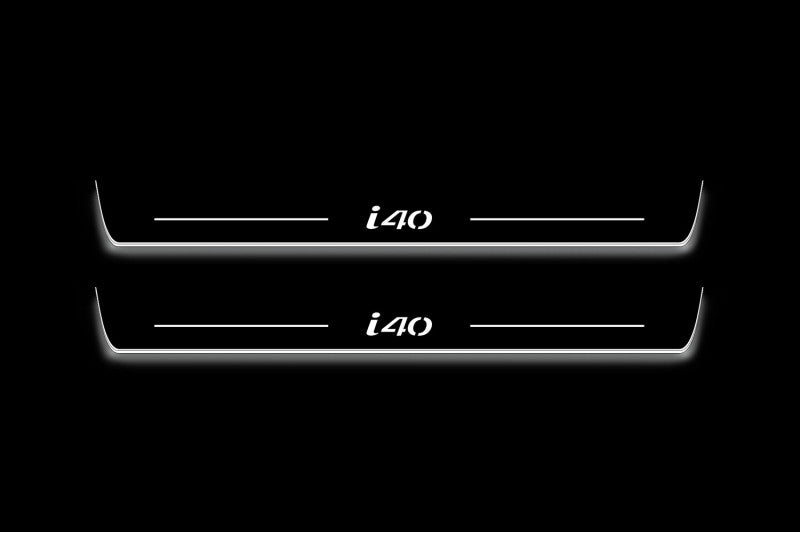 LED door sill plates for Hyundai i40 2012+ stainless steel with i40 logo