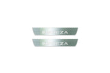Two short silver-finished door sill plates with Impreza lettering on a light background, straight-on view.