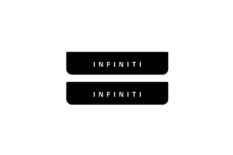 Infiniti QX80 II 2013+ illuminated door sill protectors stainless steel with Infiniti logo