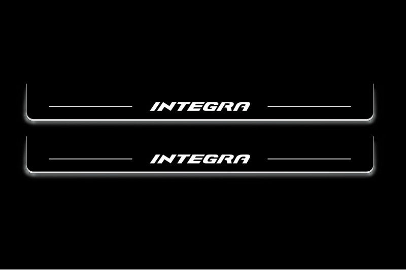 stainless steel LED door sill plates with Honda Integra 2001+ with Integra logo