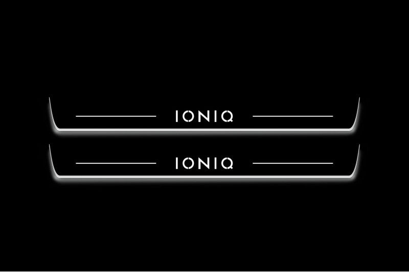 LED door sill plates stainless steel Hyundai Ioniq 2016+ with Ioniq logo